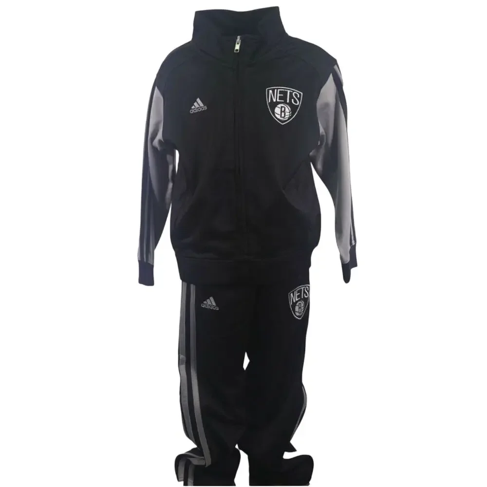 Adidas Brooklyn Nets Toddler Full Zip Black Track Set Size L 7T